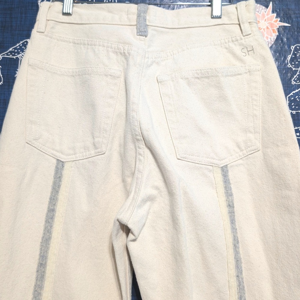 Still Here Cotton Childhood High-Rise Straight-Leg Jeans Cream Ecru 29 - Picture 9 of 13